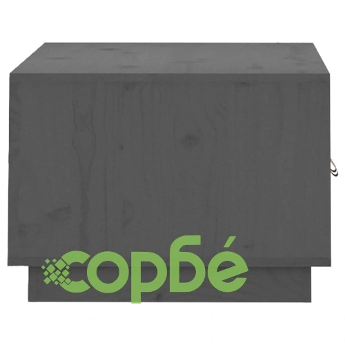 Кафе маса, сивa, 80x50x35 см, борово дърво масив ➤ топ цена ➤ sorbe.bg