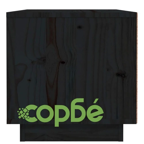 Нощно шкафче, черно, 40x34x35 см, борово дърво масив ➤ топ цена ➤ sorbe.bg