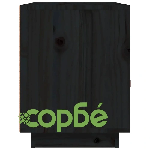 Нощно шкафче, черно, 40x34x45 см, борово дърво масив ➤ топ цена ➤ sorbe.bg