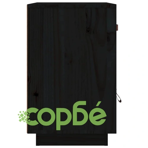 Нощно шкафче, черно, 40x34x55 см, борово дърво масив ➤ топ цена ➤ sorbe.bg