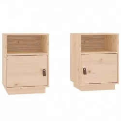 Нощни шкафчета, 2 бр, 40x34x55 см, борово дърво масив