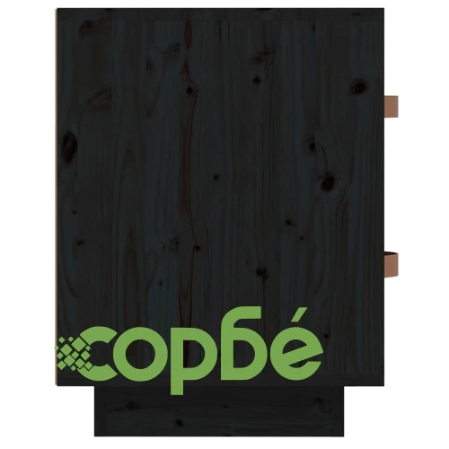 Нощно шкафче, черно, 40x34x45 см, борово дърво масив ➤ топ цена ➤ sorbe.bg