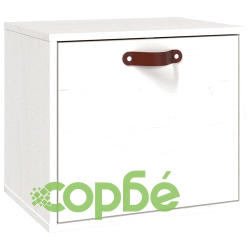 Стенен шкаф, бял, 40x30x35 см, борово дърво масив ➤ топ цена ➤ sorbe.bg