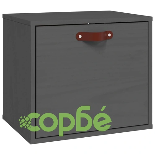 Стенен шкаф, сив, 40x30x35 см, борово дърво масив ➤ топ цена ➤ sorbe.bg