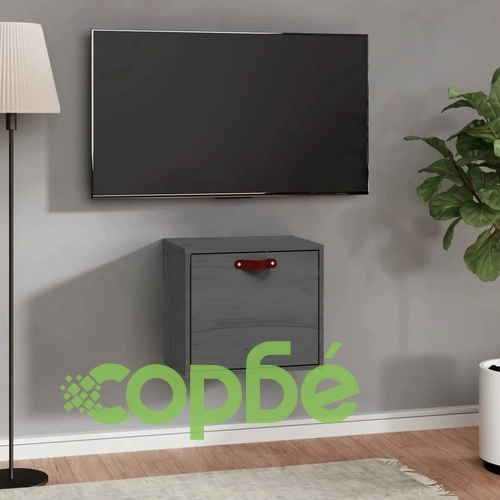 Стенен шкаф, сив, 40x30x35 см, борово дърво масив ➤ топ цена ➤ sorbe.bg