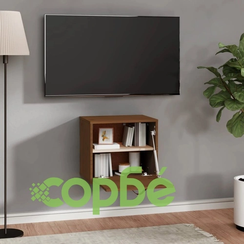 Стенен шкаф, меденокафяв, 40x30x35 см, борово дърво масив ➤ топ цена ➤ sorbe.bg