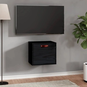 Стенен шкаф, черен, 40x30x35 см, бор масив