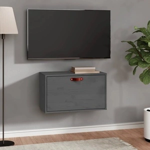 Стенен шкаф, сив, 60x30x35 см, борово дърво масив