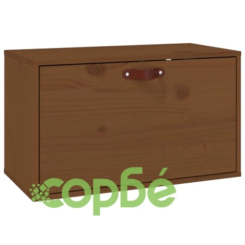 Стенен шкаф, меденокафяв, 60x30x35 см, борово дърво масив ➤ топ цена ➤ sorbe.bg