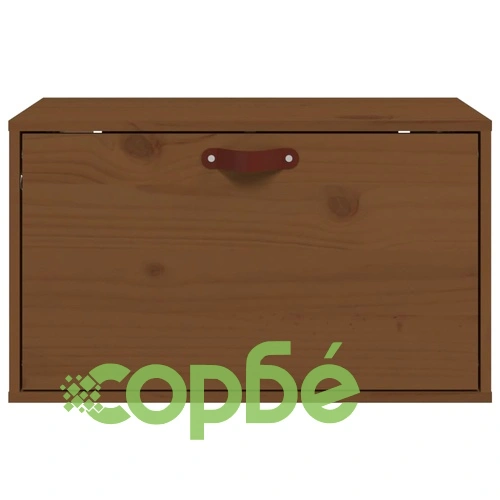 Стенен шкаф, меденокафяв, 60x30x35 см, борово дърво масив ➤ топ цена ➤ sorbe.bg