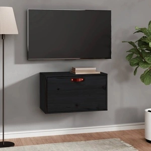 Стенен шкаф, черен, 60x30x35 см, бор масив