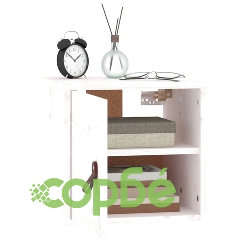 Стенен шкаф, бял, 31,5x30x30 см, борово дърво масив ➤ топ цена ➤ sorbe.bg