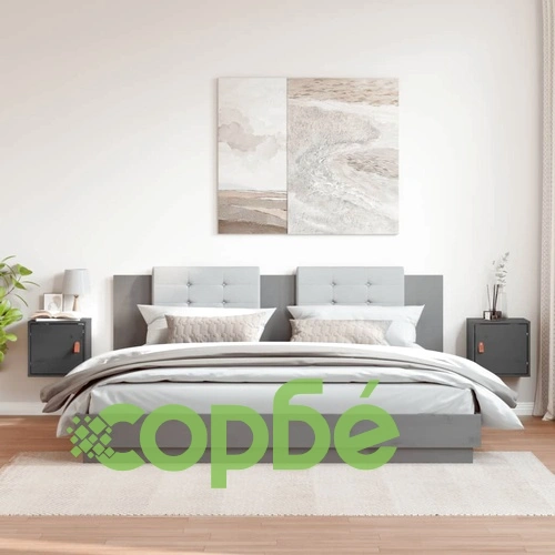 Стенни шкафове, 2 бр, сиви, 31,5x30x30 см, бор масив ➤ топ цена ➤ sorbe.bg