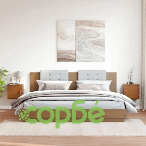 Стенни шкафове, 2 бр, меденокафяви, 31,5x30x30 см, бор масив ➤ топ цена ➤ sorbe.bg