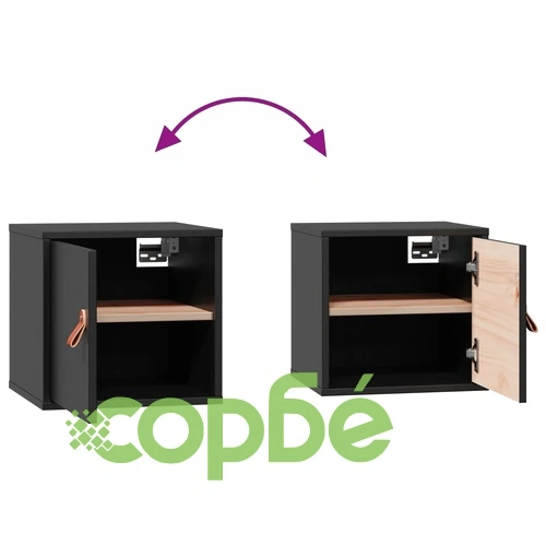 Стенен шкаф, черен, 31,5x30x30 см, борово дърво масив ➤ топ цена ➤ sorbe.bg