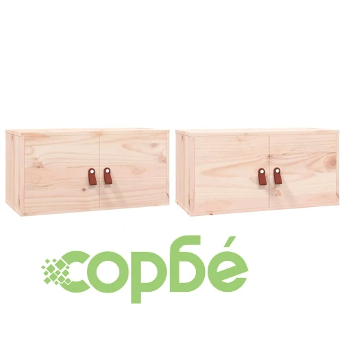 Стенни шкафове, 2 бр, 60x30x30 см, бор масив ➤ топ цена ➤ sorbe.bg