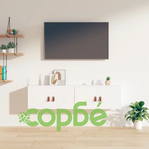 Стенни шкафове, 2 бр, бяла, 60x30x30 см, бор масив ➤ топ цена ➤ sorbe.bg