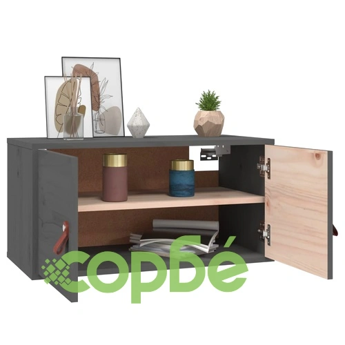 Стенен шкаф, сив, 60x30x30 см, борово дърво масив ➤ топ цена ➤ sorbe.bg