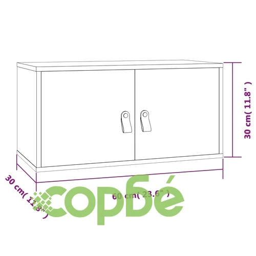 Стенен шкаф, сив, 60x30x30 см, борово дърво масив ➤ топ цена ➤ sorbe.bg