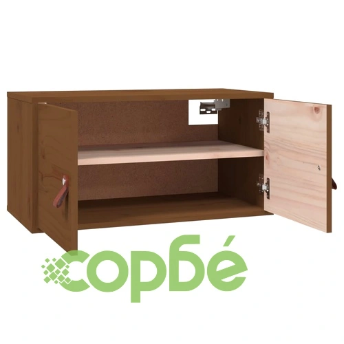 Стенен шкаф, меденокафяв, 60x30x30 см, борово дърво масив ➤ топ цена ➤ sorbe.bg