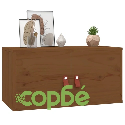 Стенен шкаф, меденокафяв, 60x30x30 см, борово дърво масив ➤ топ цена ➤ sorbe.bg