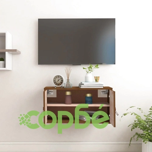 Стенен шкаф, меденокафяв, 60x30x30 см, борово дърво масив ➤ топ цена ➤ sorbe.bg