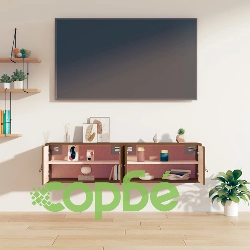 Стенни шкафове, 2 бр, меденокафяви, 60x30x30 см, бор масив ➤ топ цена ➤ sorbe.bg