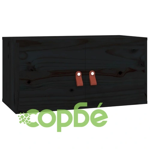 Стенен шкаф, черен, 60x30x30 см, бор масив ➤ топ цена ➤ sorbe.bg