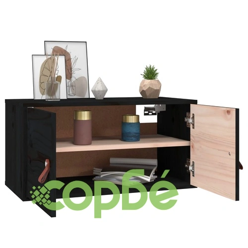 Стенен шкаф, черен, 60x30x30 см, бор масив ➤ топ цена ➤ sorbe.bg