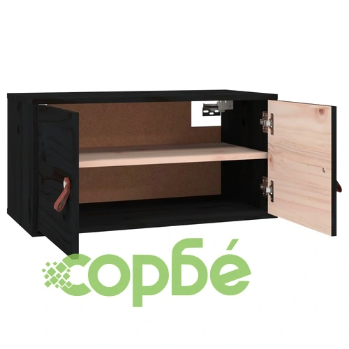 Стенни шкафове, 2 бр, черни, 60x30x30 см, бор масив ➤ топ цена ➤ sorbe.bg