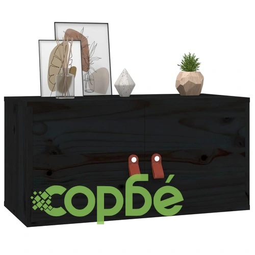 Стенни шкафове, 2 бр, черни, 60x30x30 см, бор масив ➤ топ цена ➤ sorbe.bg