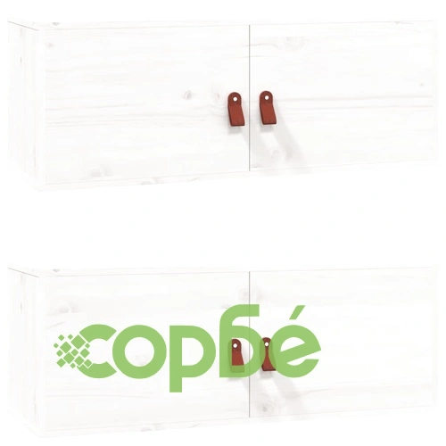 Стенни шкафове, 2 бр, бели, 80x30x30 см, бор масив ➤ топ цена ➤ sorbe.bg