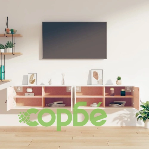 Стенни шкафове, 2 бр, бели, 80x30x30 см, бор масив ➤ топ цена ➤ sorbe.bg