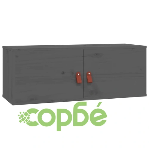 Стенен шкаф, сив, 80x30x30 см, борово дърво масив ➤ топ цена ➤ sorbe.bg