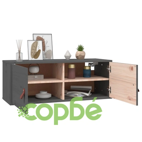 Стенни шкафове, 2 бр, сиви, 80x30x30 см, бор масив ➤ топ цена ➤ sorbe.bg