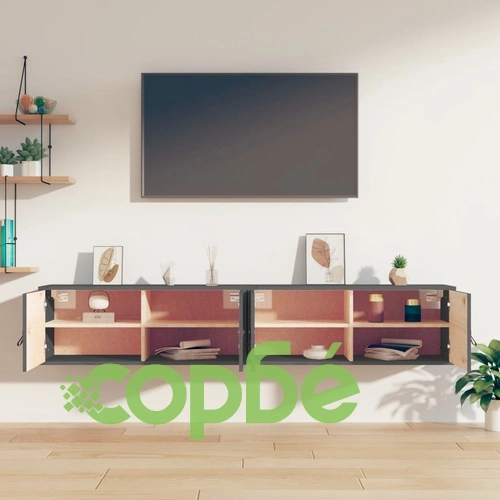 Стенни шкафове, 2 бр, сиви, 80x30x30 см, бор масив ➤ топ цена ➤ sorbe.bg