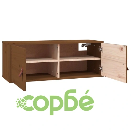 Стенен шкаф, меденокафяв, 80x30x30 см, борово дърво масив ➤ топ цена ➤ sorbe.bg