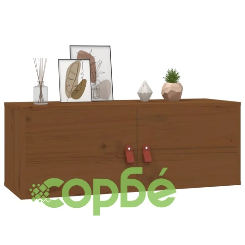 Стенен шкаф, меденокафяв, 80x30x30 см, борово дърво масив ➤ топ цена ➤ sorbe.bg