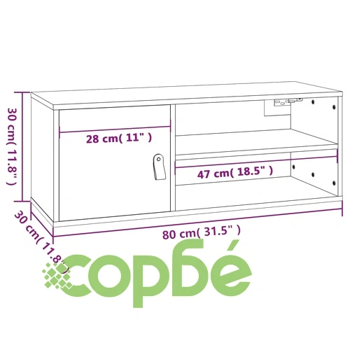 Стенен шкаф, 80x30x30 см, борово дърво масив ➤ топ цена ➤ sorbe.bg