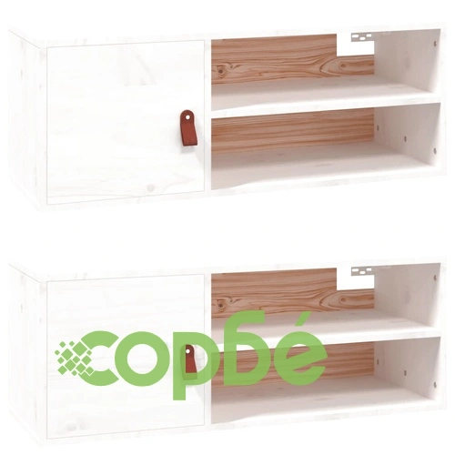 Стенни шкафове, 2 бр, бели, 80x30x30 см, бор масив ➤ топ цена ➤ sorbe.bg