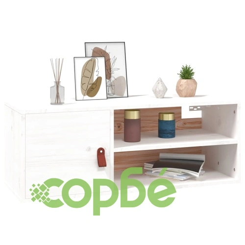 Стенни шкафове, 2 бр, бели, 80x30x30 см, бор масив ➤ топ цена ➤ sorbe.bg