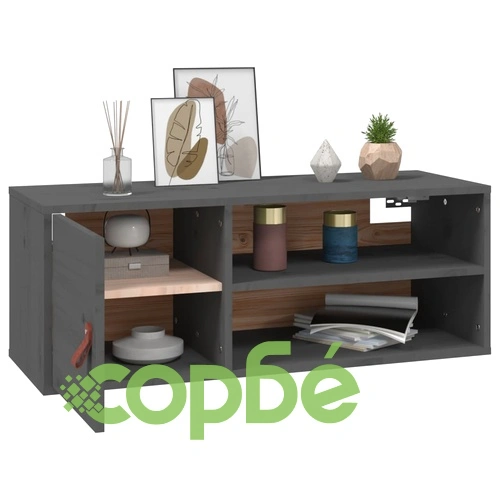 Стенни шкафове, 2 бр, сиви, 80x30x30 см, бор масив ➤ топ цена ➤ sorbe.bg