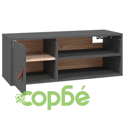 Стенни шкафове, 2 бр, сиви, 80x30x30 см, бор масив ➤ топ цена ➤ sorbe.bg