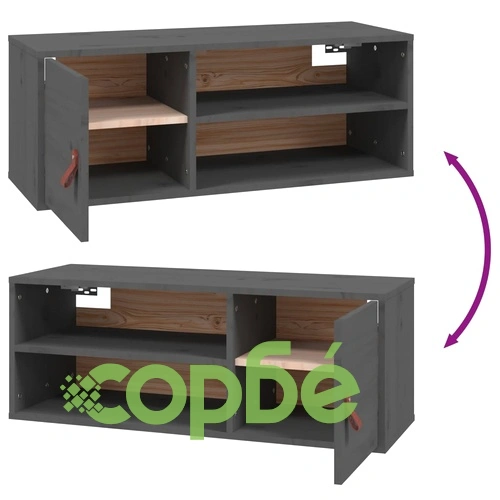 Стенни шкафове, 2 бр, сиви, 80x30x30 см, бор масив ➤ топ цена ➤ sorbe.bg