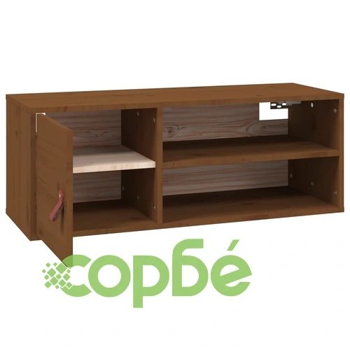 Стенен шкаф, меденокафяв, 80x30x30 см, борово дърво масив ➤ топ цена ➤ sorbe.bg