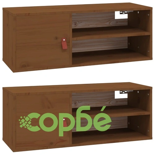Стенни шкафове, 2 бр, меденокафяви, 80x30x30 см, бор масив ➤ топ цена ➤ sorbe.bg