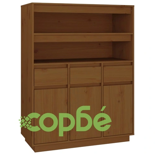 Висок шкаф, меденокафяв, 89x40x116,5 см, борово дърво масив ➤ топ цена ➤ sorbe.bg