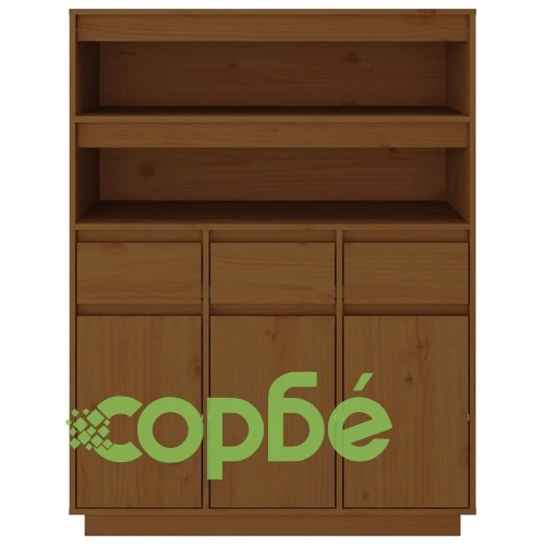 Висок шкаф, меденокафяв, 89x40x116,5 см, борово дърво масив ➤ топ цена ➤ sorbe.bg