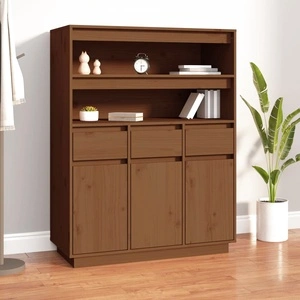 Висок шкаф, меденокафяв, 89x40x116,5 см, борово дърво масив