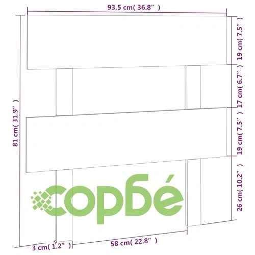 Горна табла за легло, меденокафява, 93,5x3x81 см, бор масив ➤ топ цена ➤ sorbe.bg